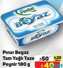 PINAR BEYAZ TAM YAĞLI TAZE PEYNİR 180 G PINAR BEYAZ TAM YAĞLI TAZE PEYNİR 180 G